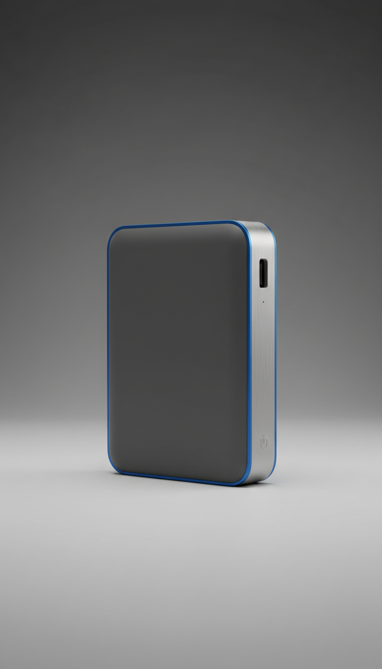 Compact Power Bank with Cobalt Edge Accent
