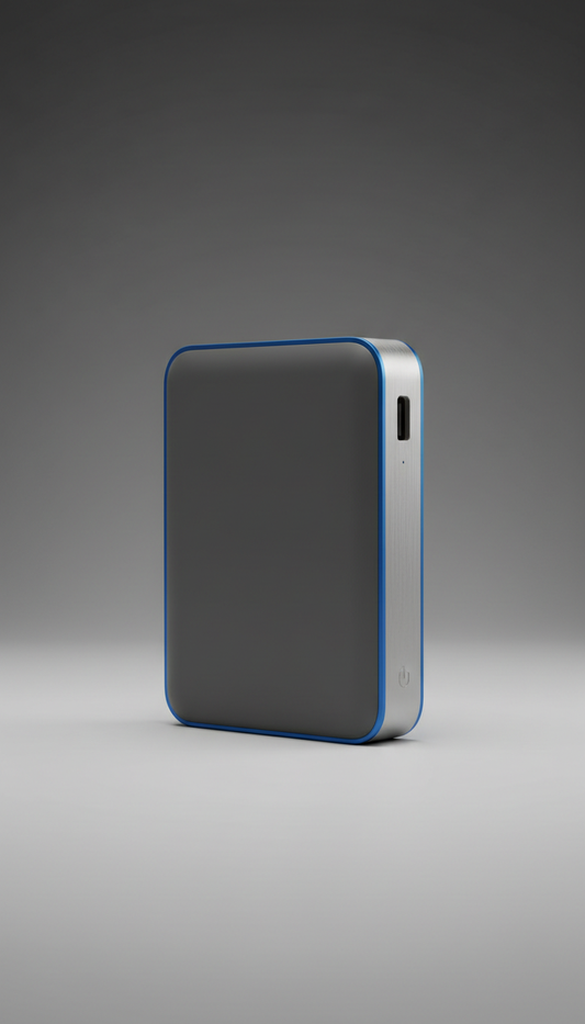 Compact Power Bank with Cobalt Edge Accent